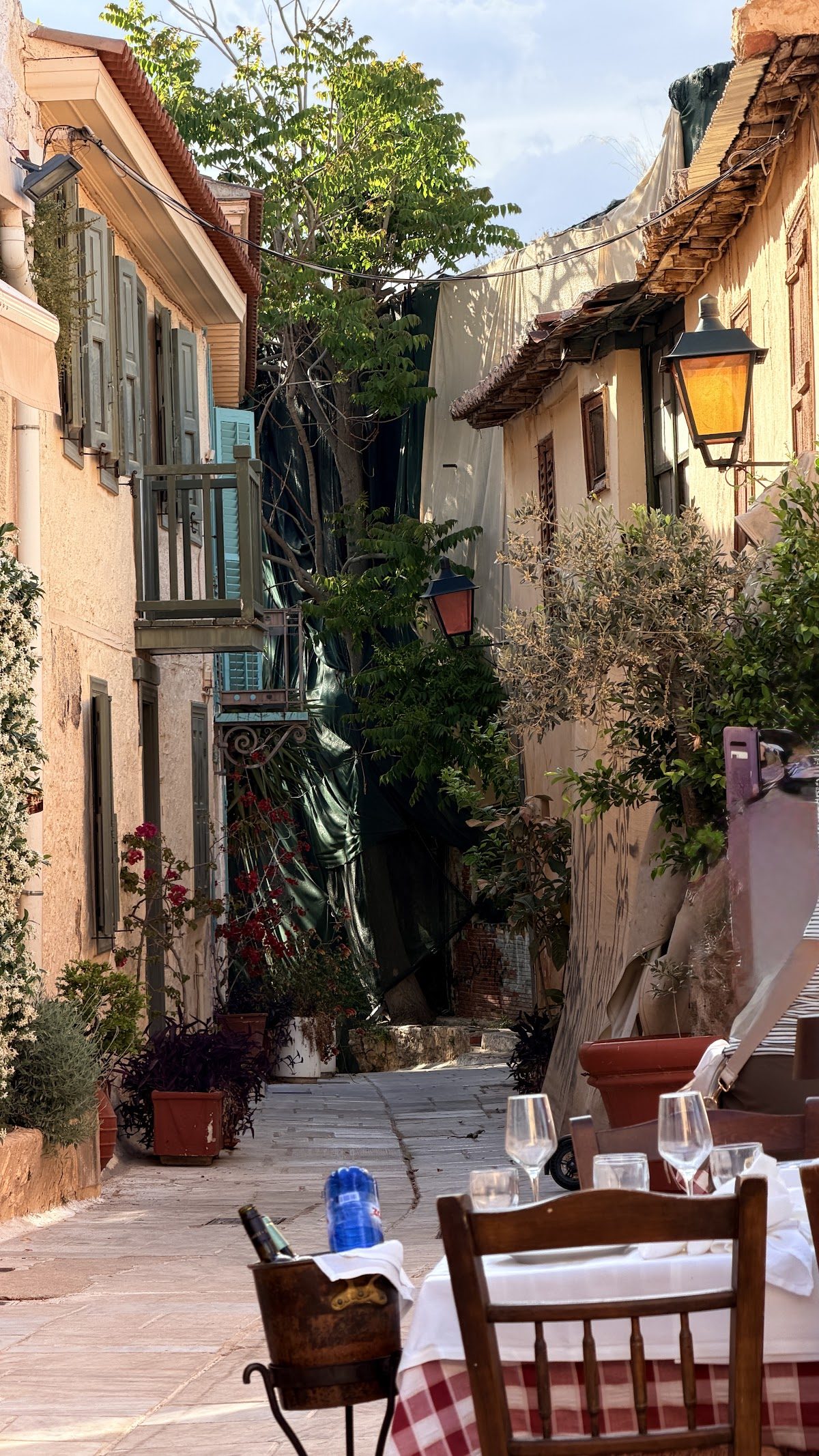Anafiotika neighborhood Athens whitewashed houses, Greece