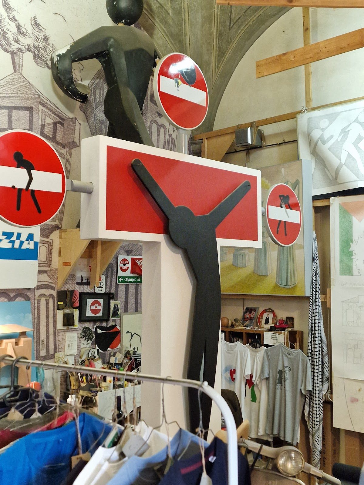 Clet Abraham street art Florence, Italy
